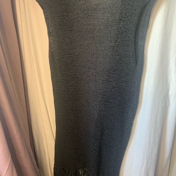 H&M Long Vest Sweater Dark Grey Women’s Size Med Fringes Open Style - Picture 5 of 6